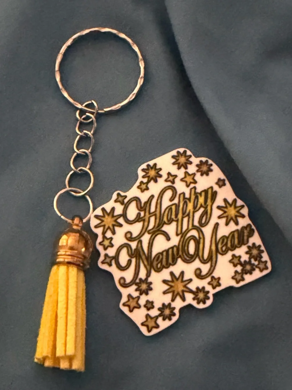 Happy New Year Tassel Keychain - Yellow